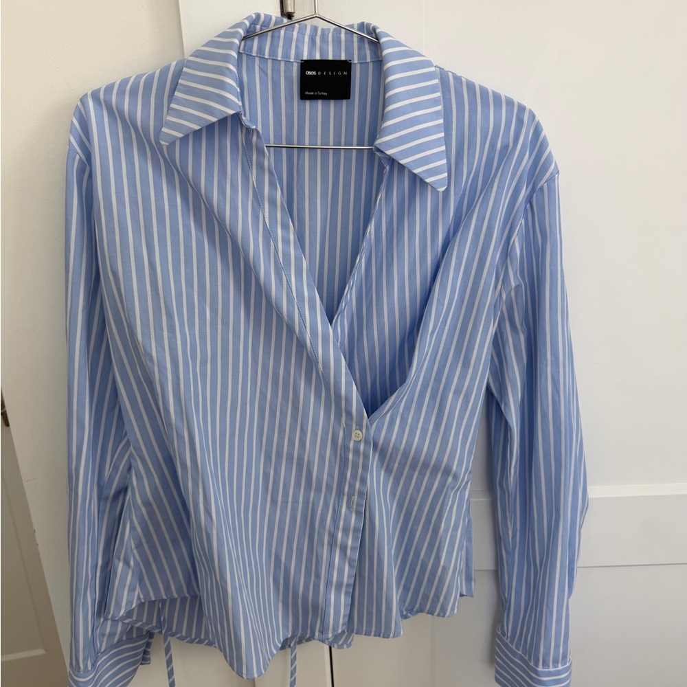 ASOS Blue & White Striped Button-Down Shirt